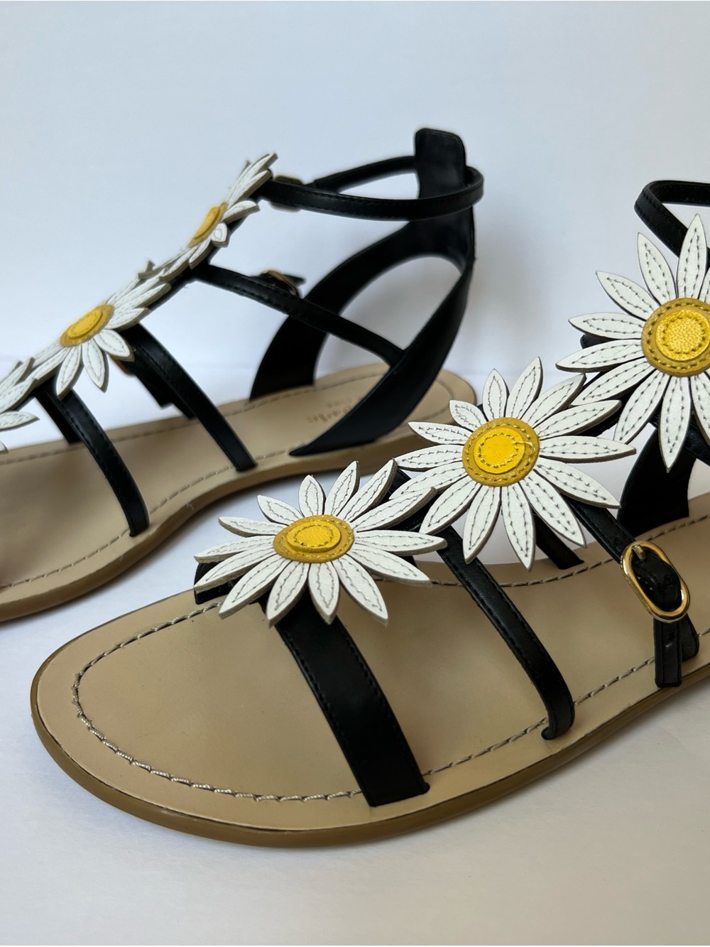 Kate Spade Black Daisy-Embellished Women's Gladiator Sandals